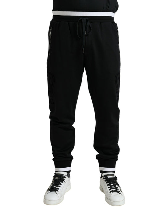 Dolce &amp; Gabbana Black Cotton Logo Sweatpants Jogging Pants