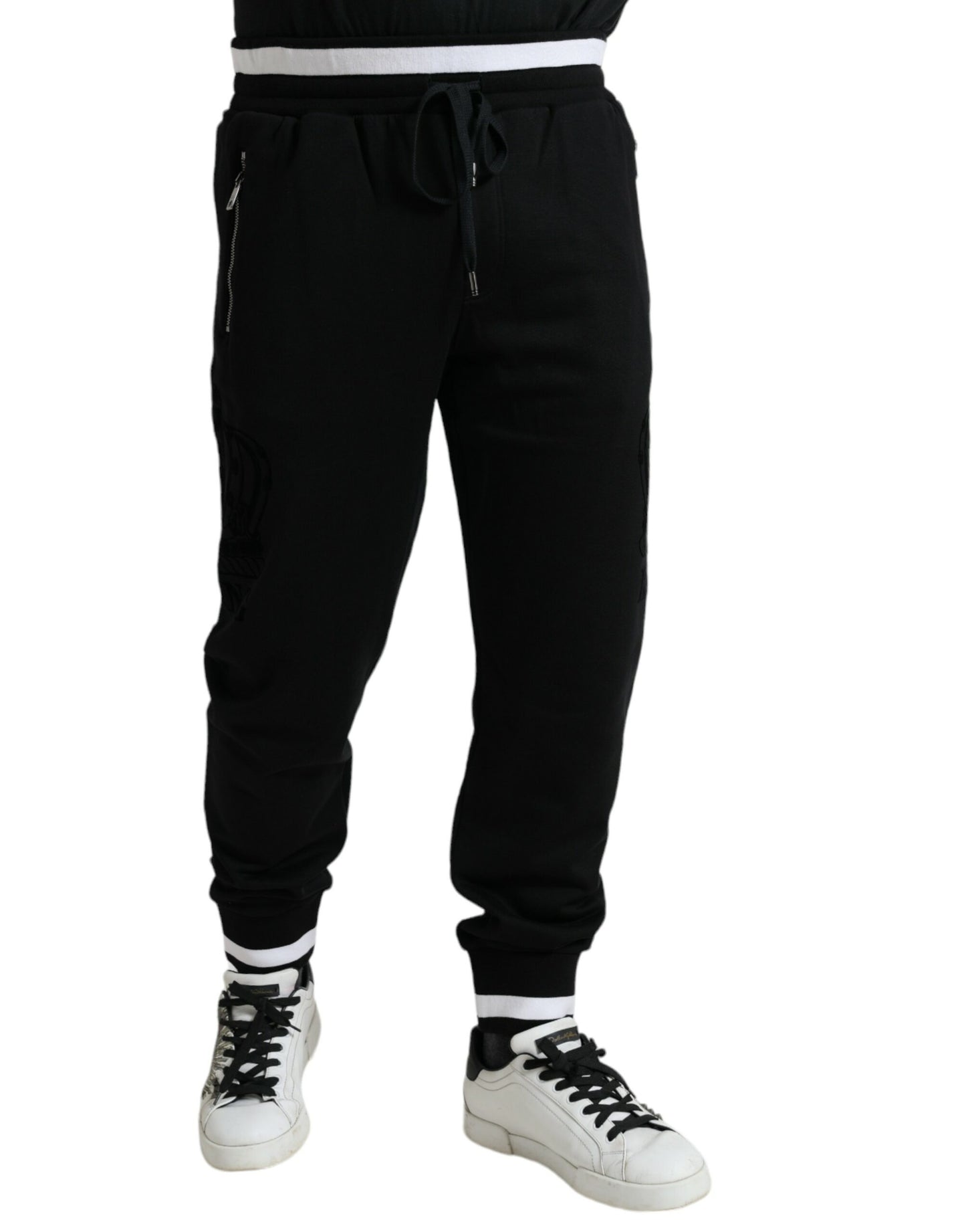 Dolce &amp; Gabbana Black Cotton Logo Sweatpants Jogging Pants