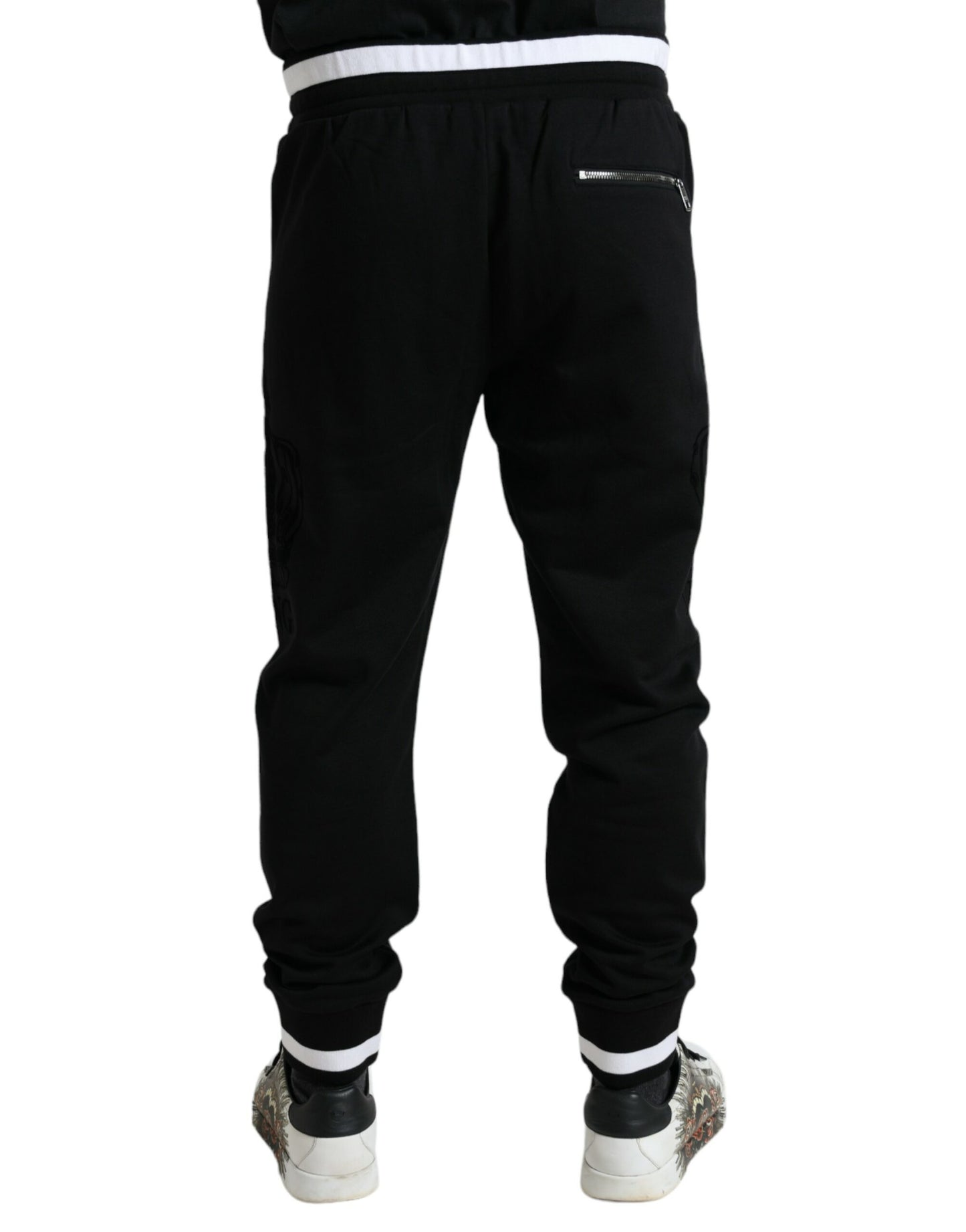 Dolce &amp; Gabbana Black Cotton Logo Sweatpants Jogging Pants