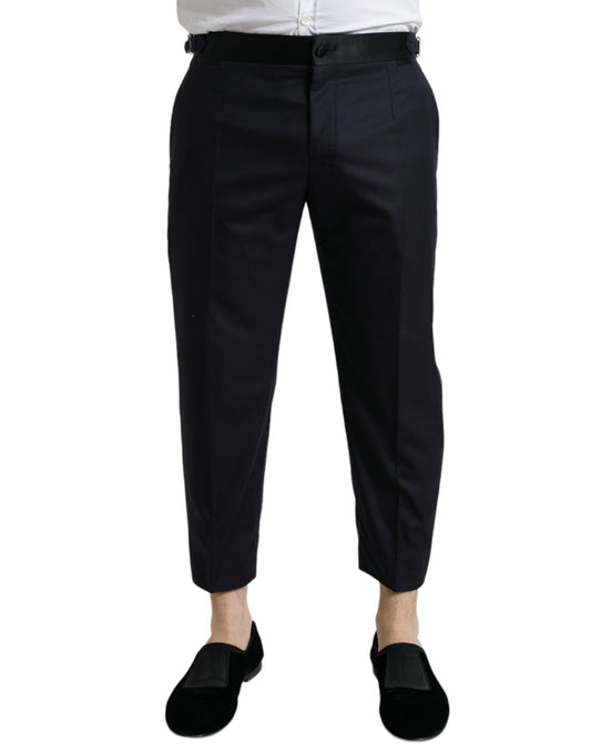 Dolce &amp; Gabbana Blue Wool Cropped Tapered Pants