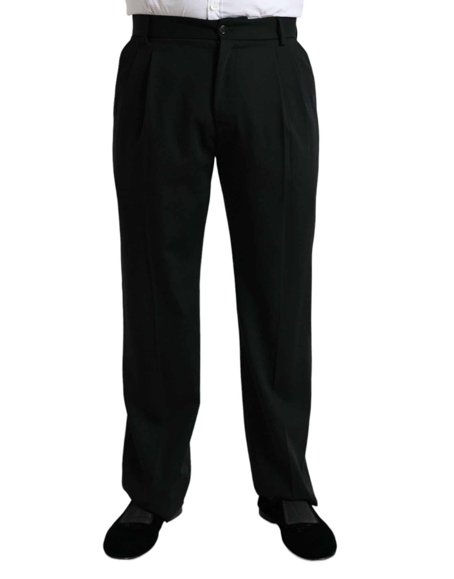 Dolce &amp; Gabbana Black Wool Formal Straight Fit Dress Pants