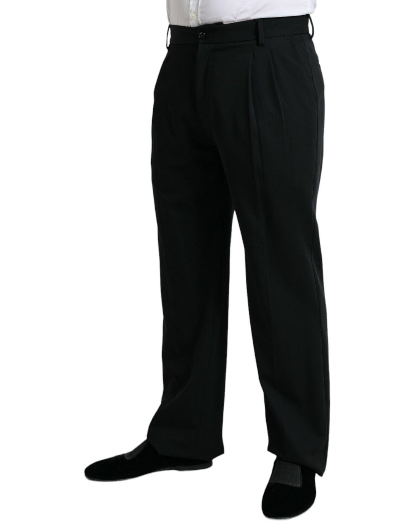 Dolce &amp; Gabbana Black Wool Formal Straight Fit Dress Pants