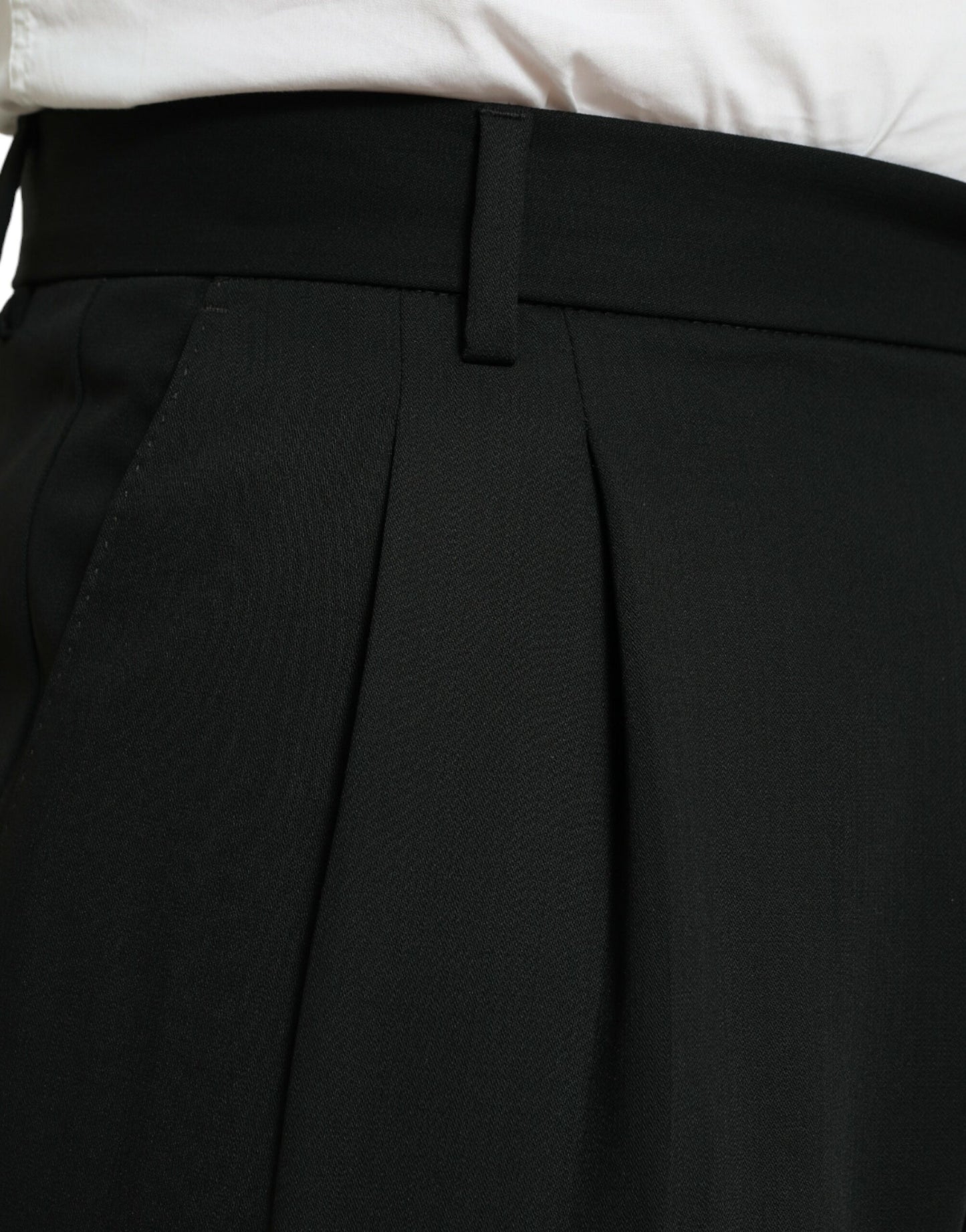 Dolce &amp; Gabbana Black Wool Formal Straight Fit Dress Pants