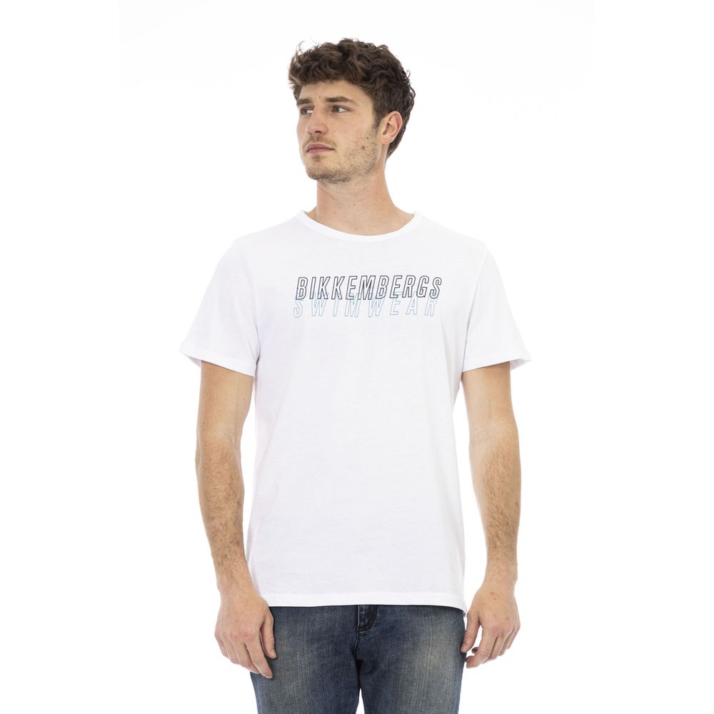 Bikkembergs T-Shirt aus frischer, weißer Baumwolle mit Druckdetail