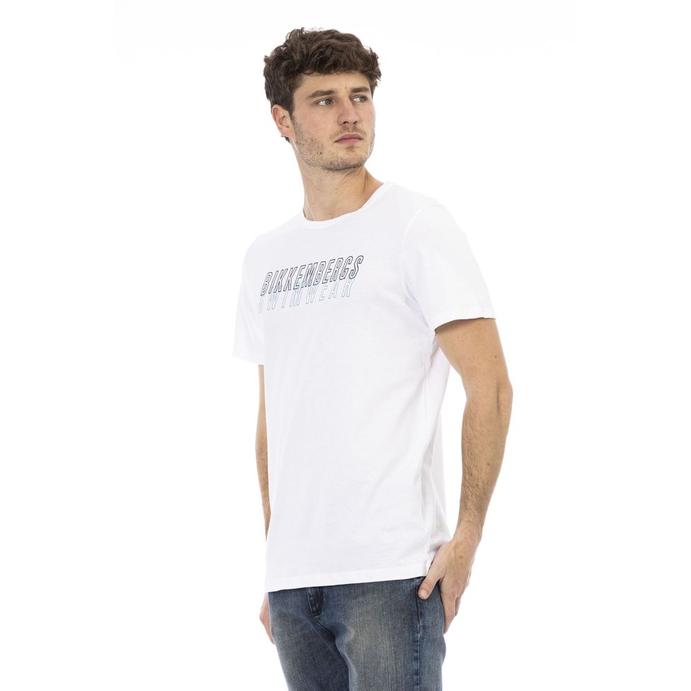 Bikkembergs T-Shirt aus frischer, weißer Baumwolle mit Druckdetail