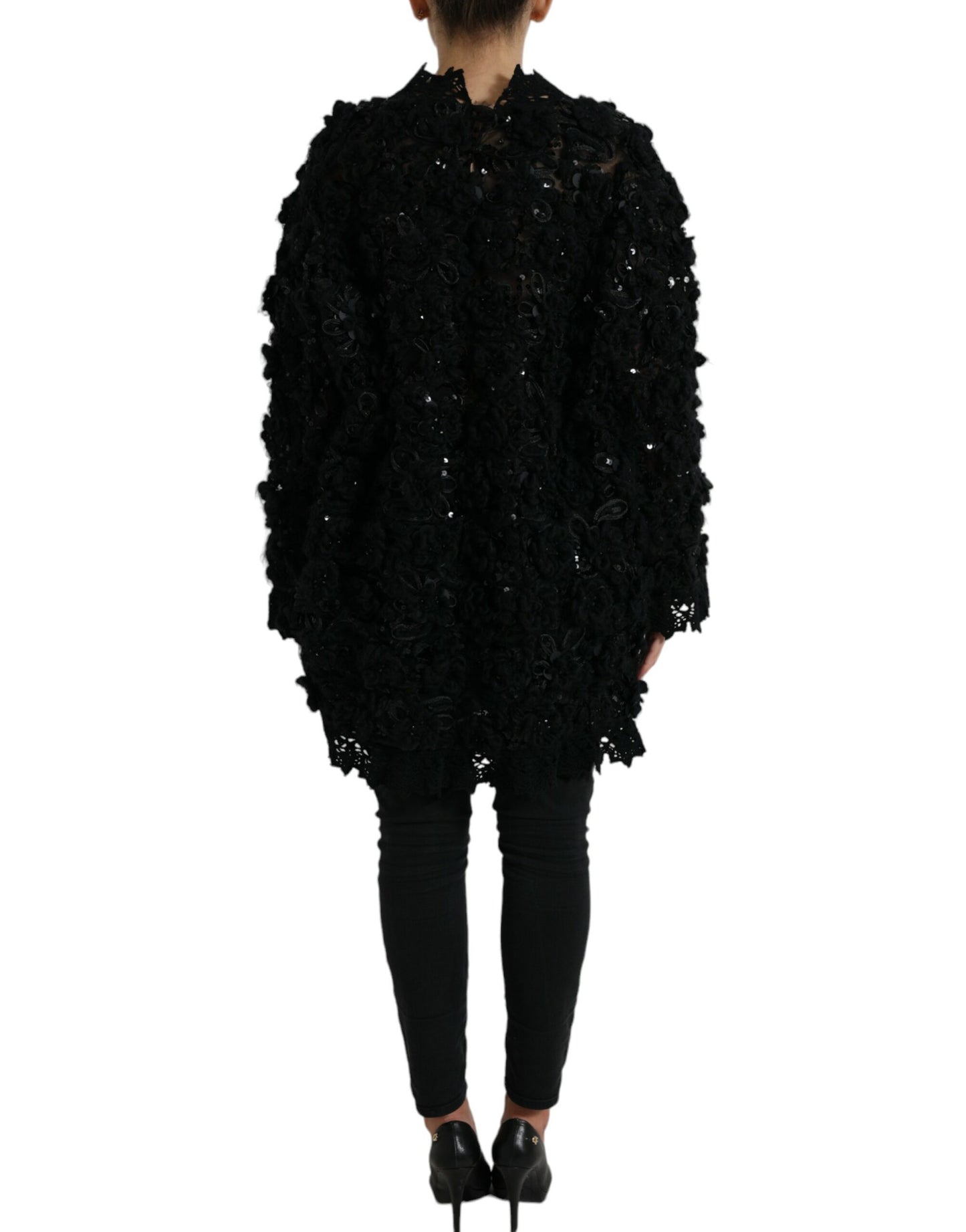 Dolce &amp; Gabbana Black Sequined Embellished Pullover Sweater