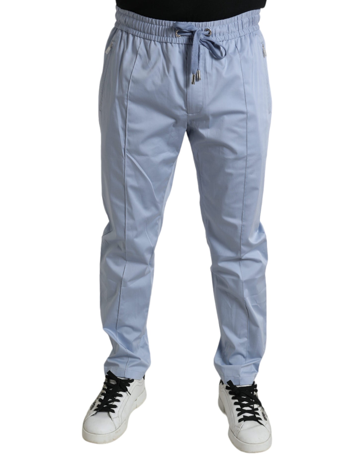 Dolce &amp; Gabbana Light Blue Cotton Stretch Jogger Pants