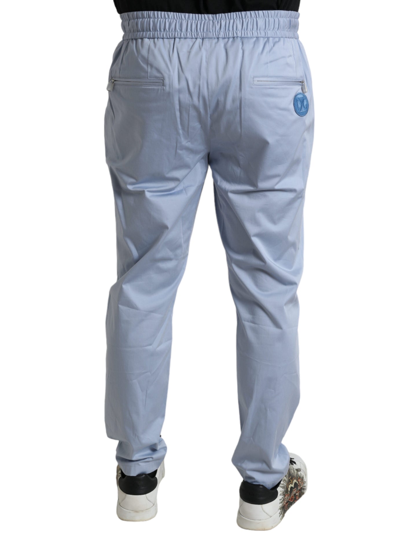 Dolce &amp; Gabbana Light Blue Cotton Stretch Jogger Pants