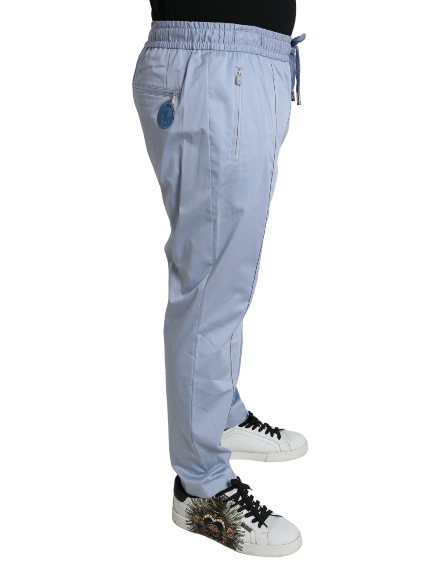 Dolce &amp; Gabbana Light Blue Cotton Stretch Jogger Pants