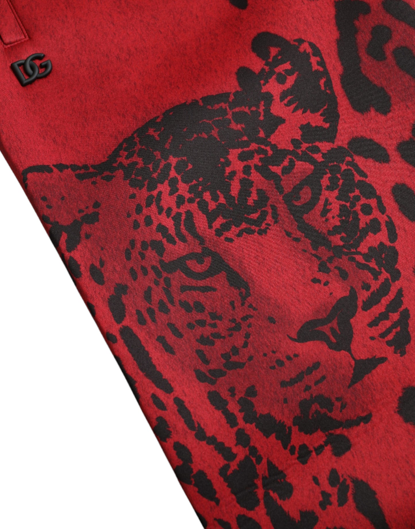 Dolce &amp; Gabbana Red Black Leopard Stretch Jogger Pants