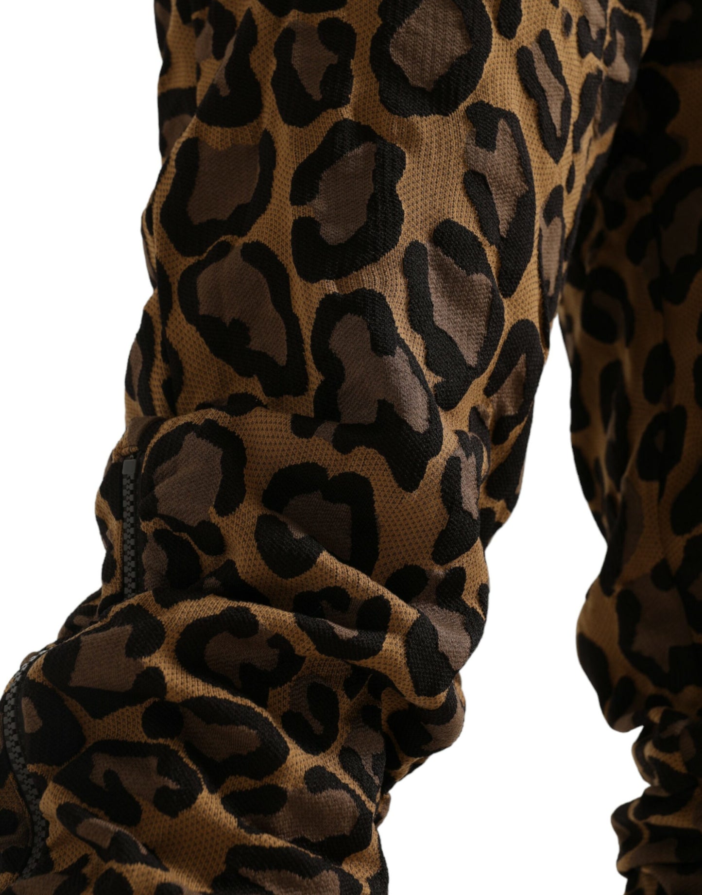 Dolce &amp; Gabbana Brown Leopard Jacquard Jogger Pants