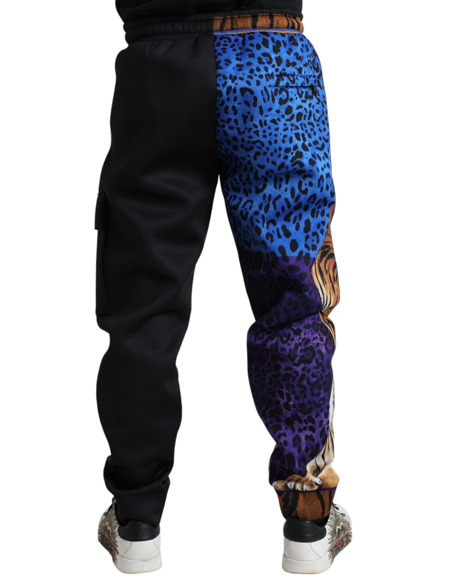 Dolce &amp; Gabbana Black Tiger Print Cargo Jogger Pants