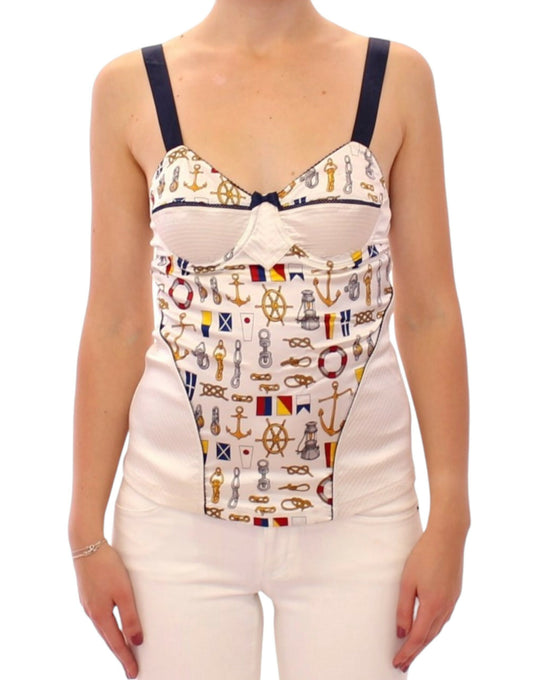 Weißes Stretch-Tanktop mit Matrosenmotiv von Dolce &amp; Gabbana