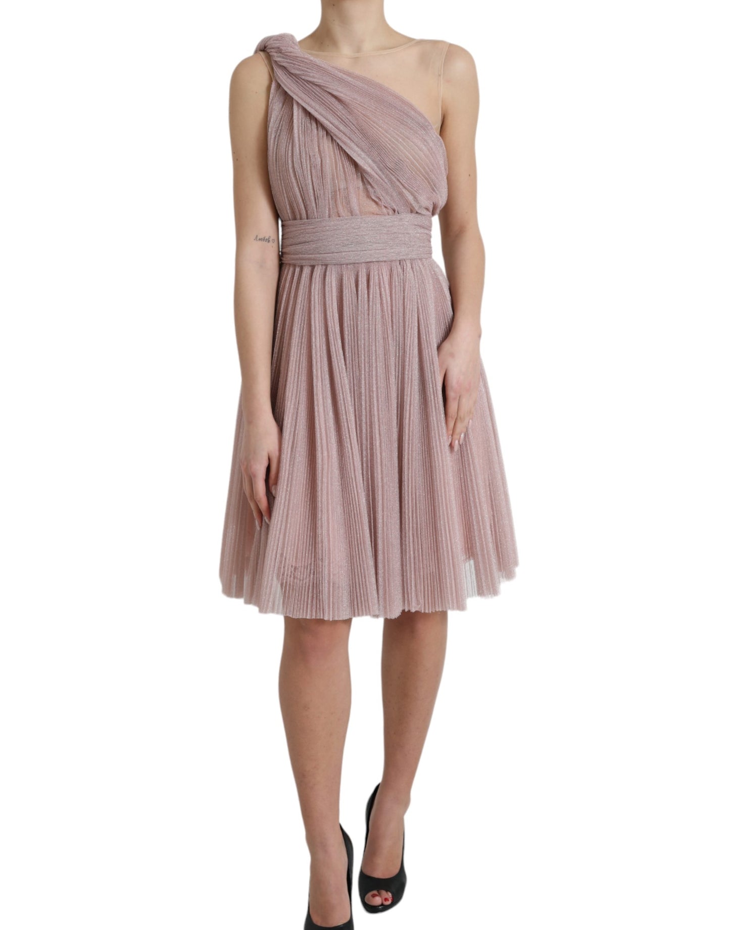 Dolce &amp; Gabbana Elegantes asymmetrisches rosa Tüllkleid