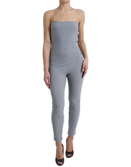 Dolce &amp; Gabbana Gray Nylon Strapless Bodycon Jumpsuit Dress