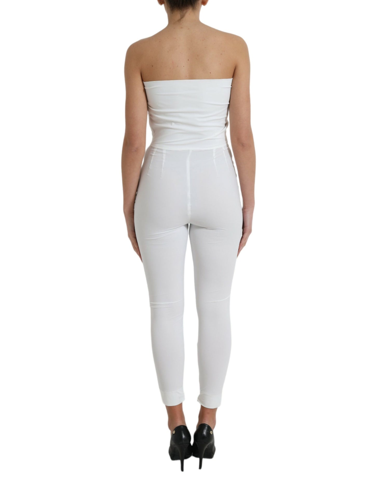 Dolce &amp; Gabbana White Nylon Strapless Bodycon Jumpsuit Dress