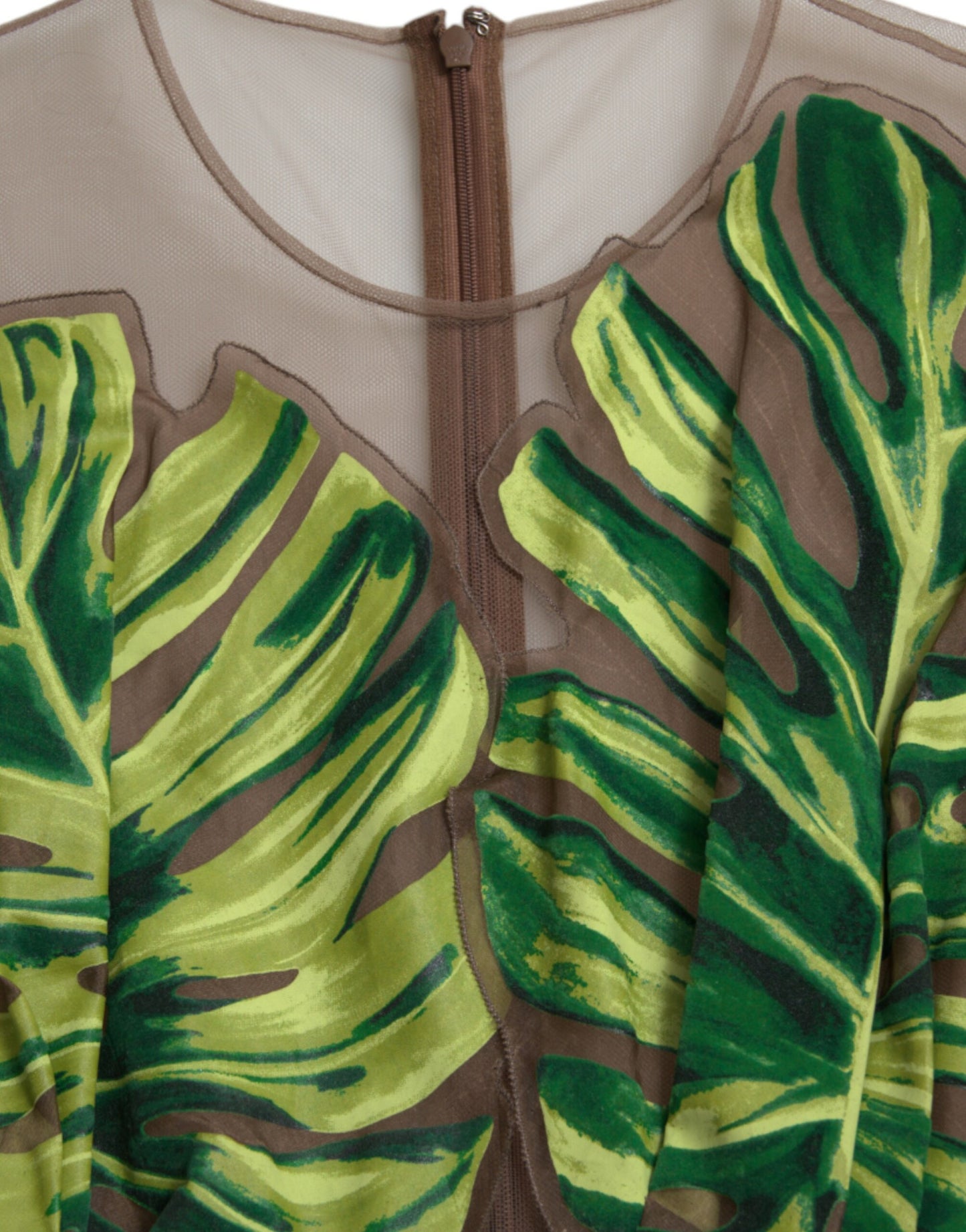 Dolce &amp; Gabbana Green Banana Leaf Sleeveless Long Maxi Dress