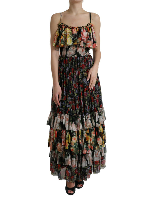 Dolce &amp; Gabbana Lebendiges Seiden-Maxikleid mit Blumenmuster