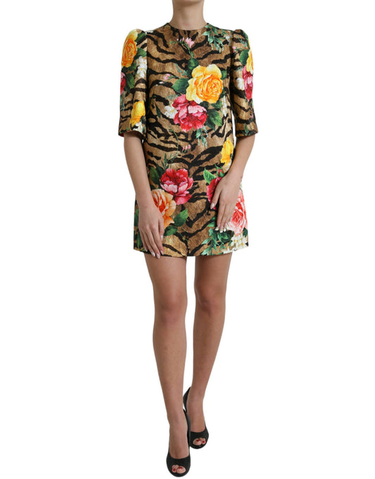 Dolce &amp; Gabbana Mini-Etuikleid mit Tier- und Blumenmuster