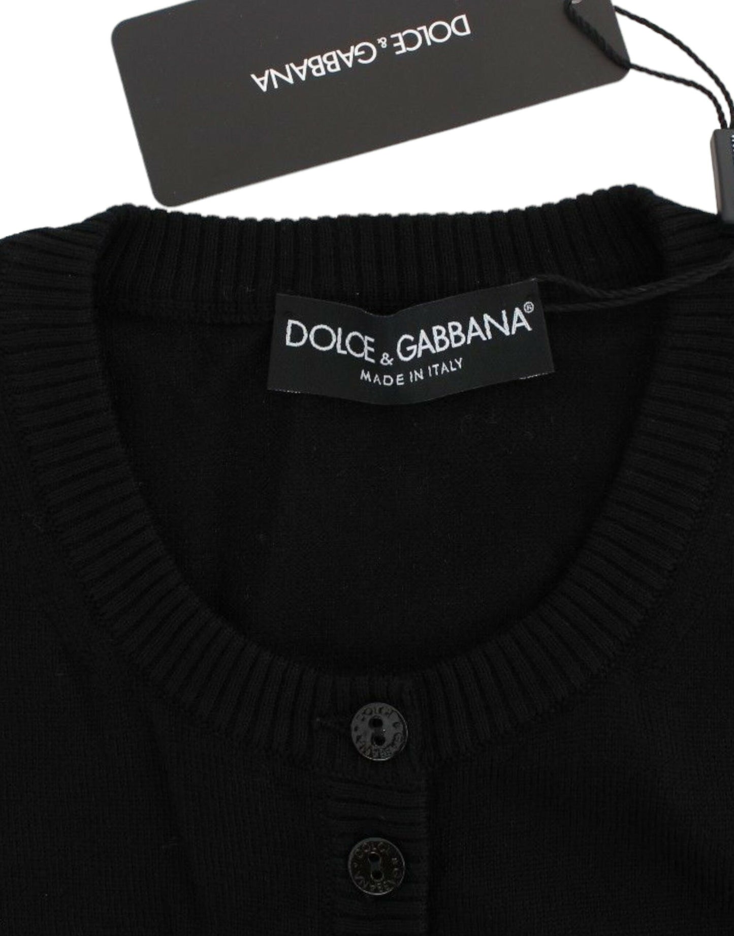 Dolce &amp; Gabbana Eleganter Strickjacke aus schwarzer Wolle