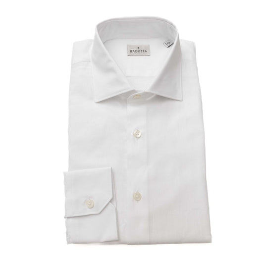 Bagutta Elegant White Cotton French Collar Shirt