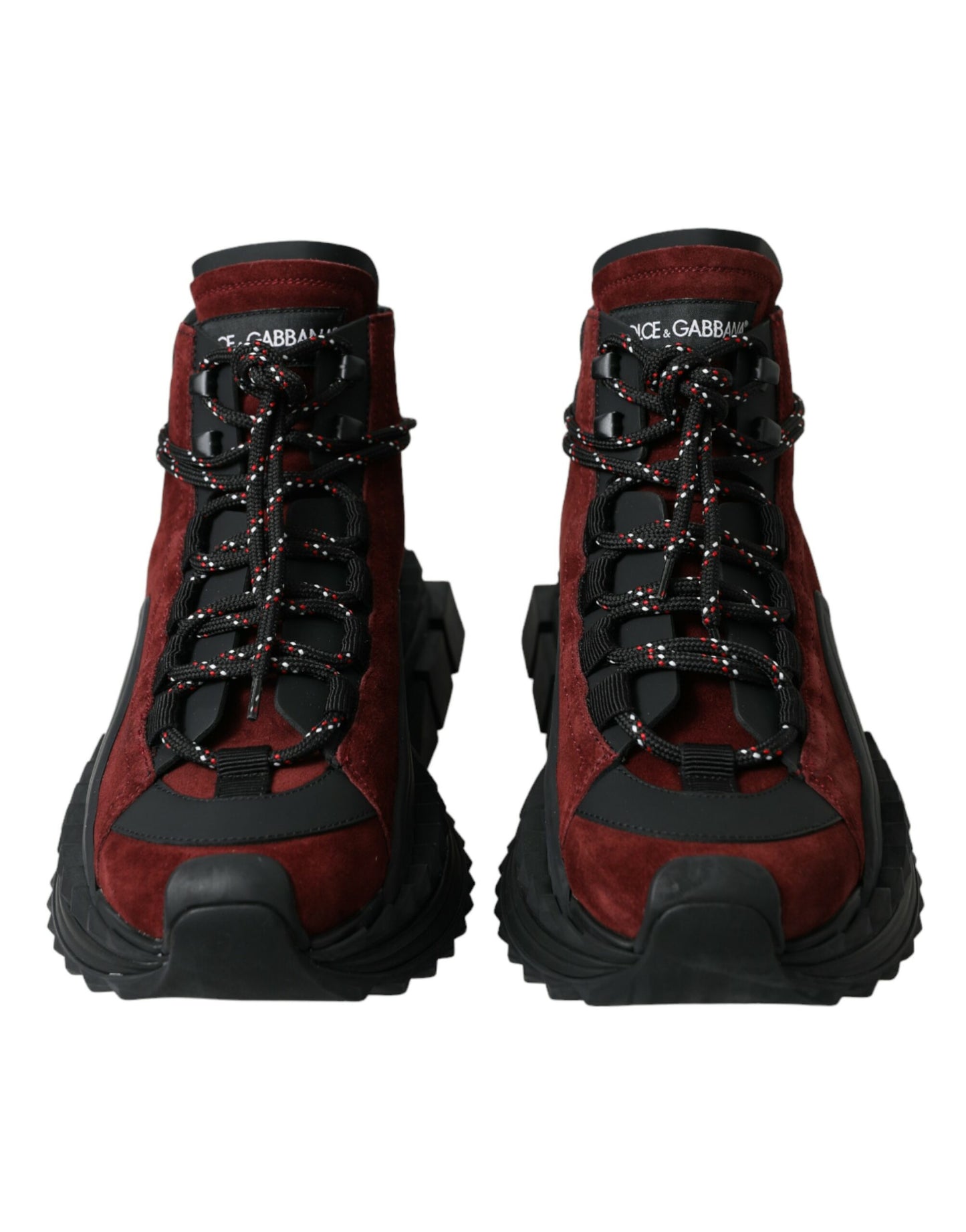 Dolce & Gabbana Burgundy Leather High Top Sneakers