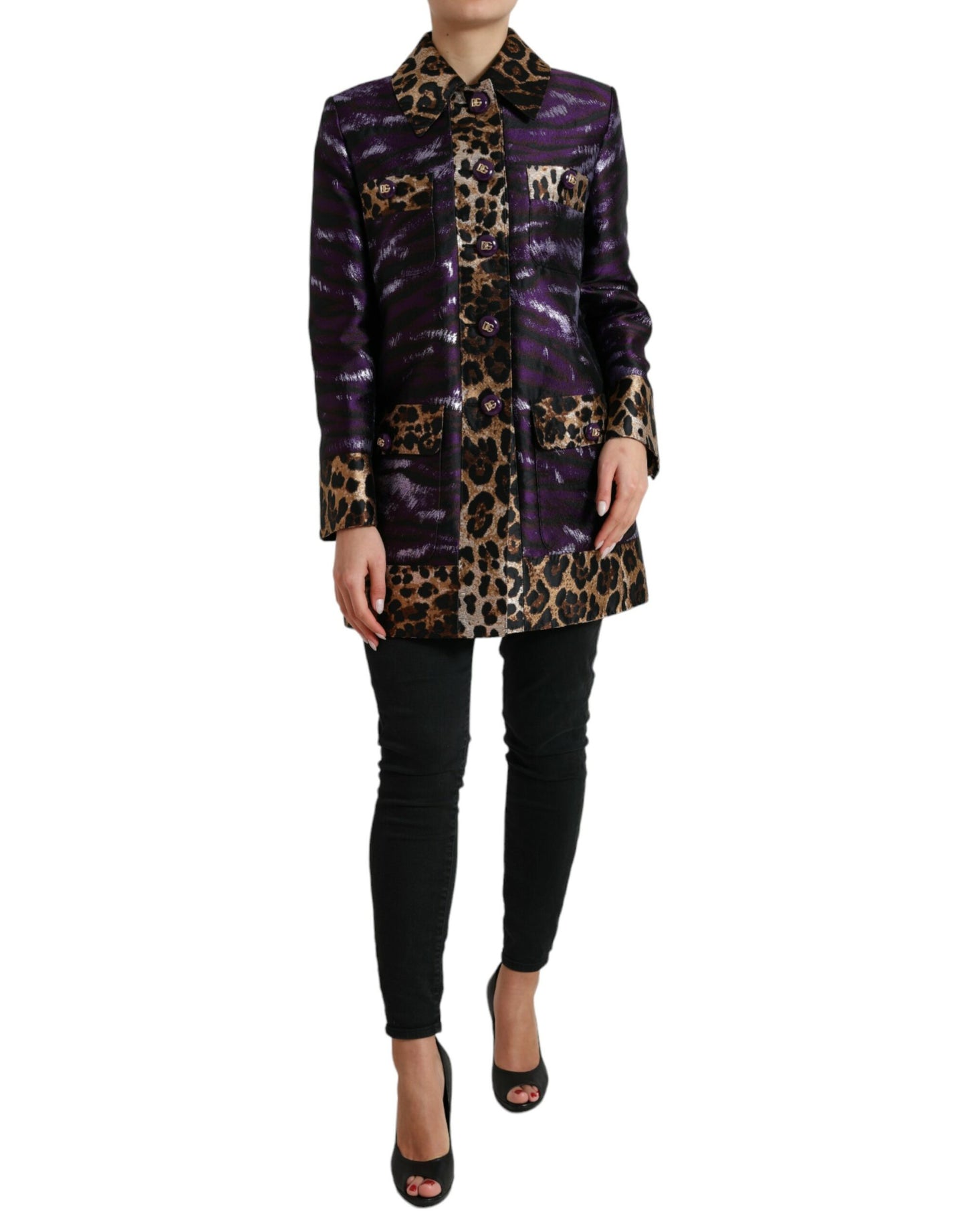 Dolce &amp; Gabbana Exquisiter Jacquard-Trenchcoat mit Tigermotiv