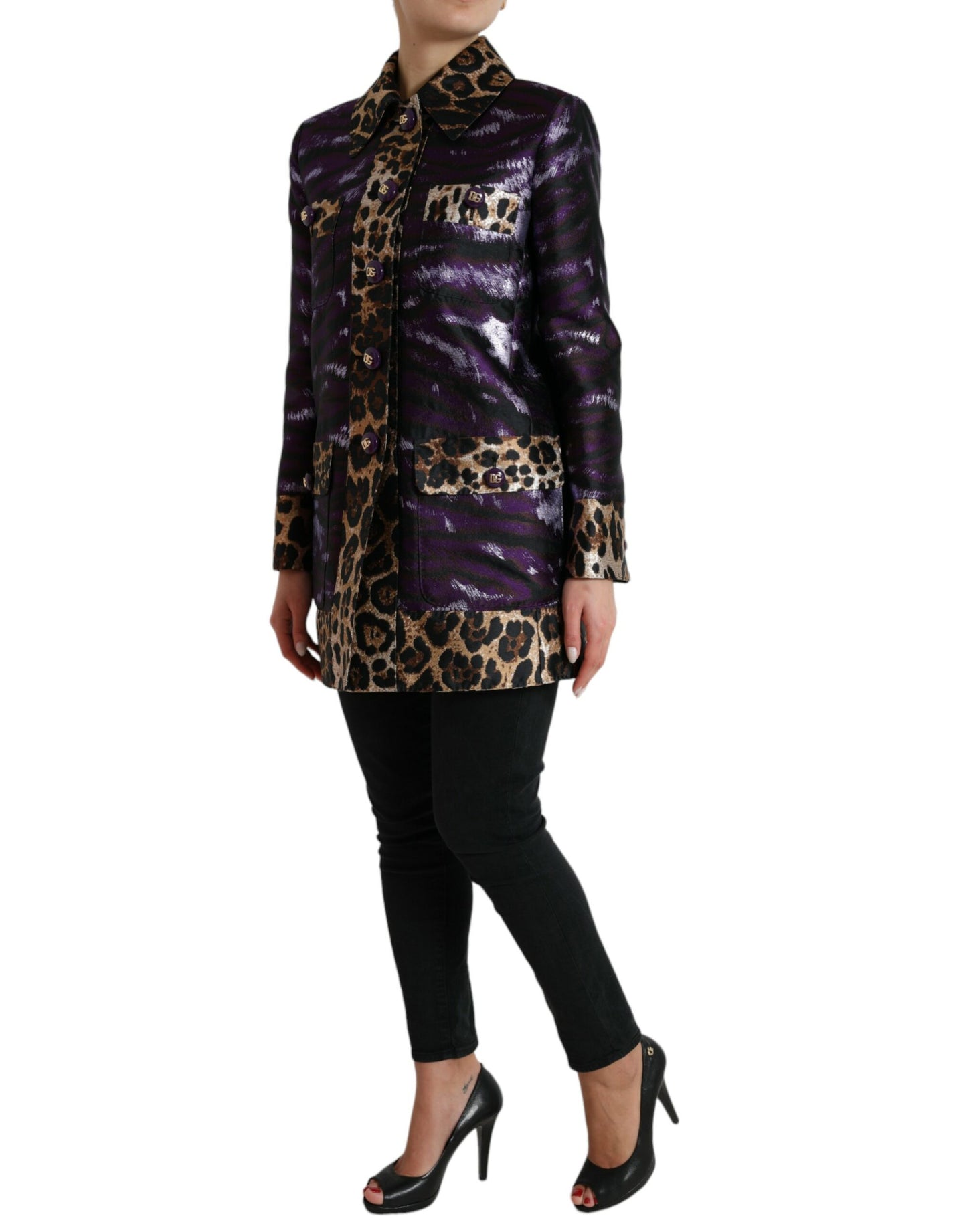 Dolce &amp; Gabbana Exquisiter Jacquard-Trenchcoat mit Tigermotiv