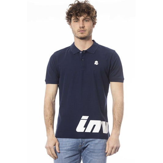 Invicta Elegantes blaues Baumwollpolo mit Logo auf der Brust