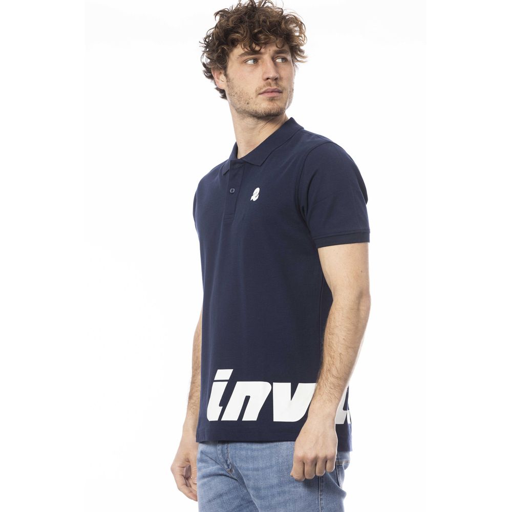 Invicta Elegantes blaues Baumwollpolo mit Logo auf der Brust