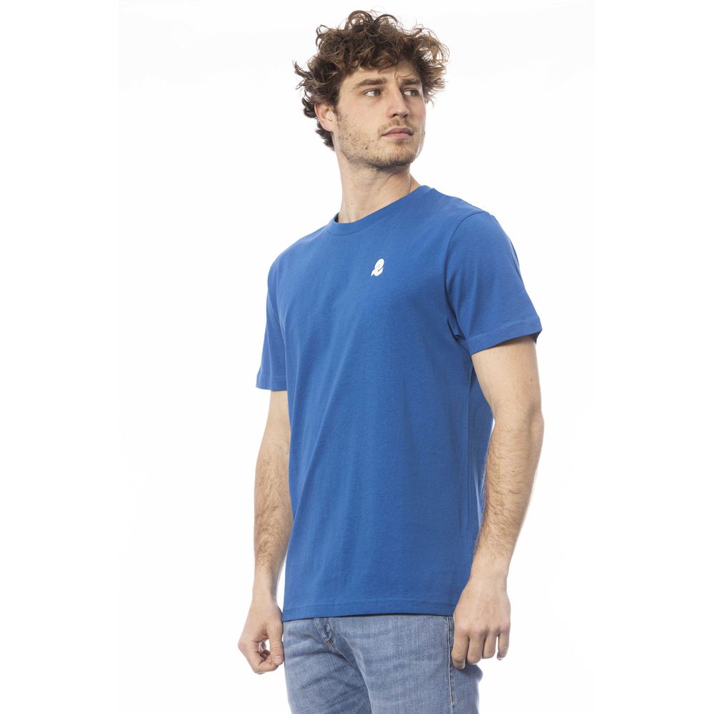 Invicta Elegantes blaues Baumwoll-T-Shirt mit Logo auf der Brust