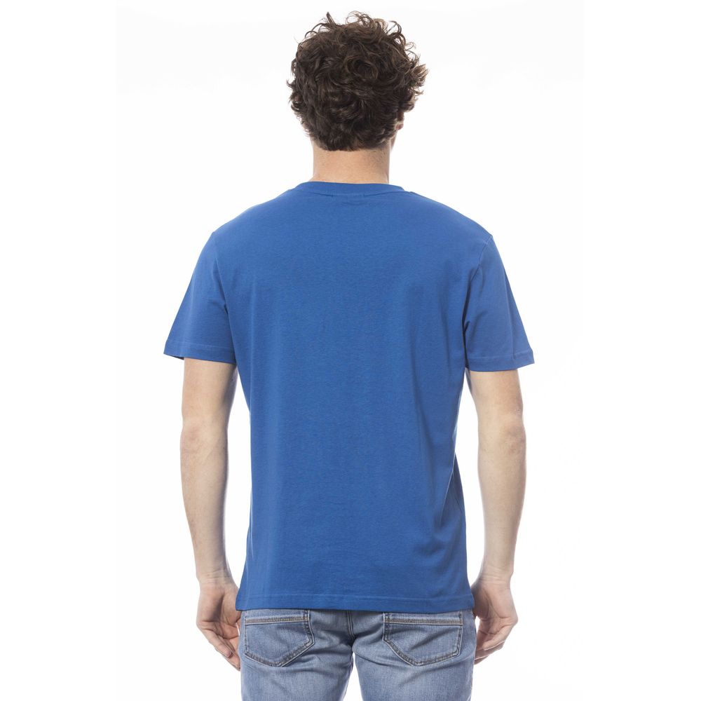 Invicta Elegantes blaues Baumwoll-T-Shirt mit Logo auf der Brust