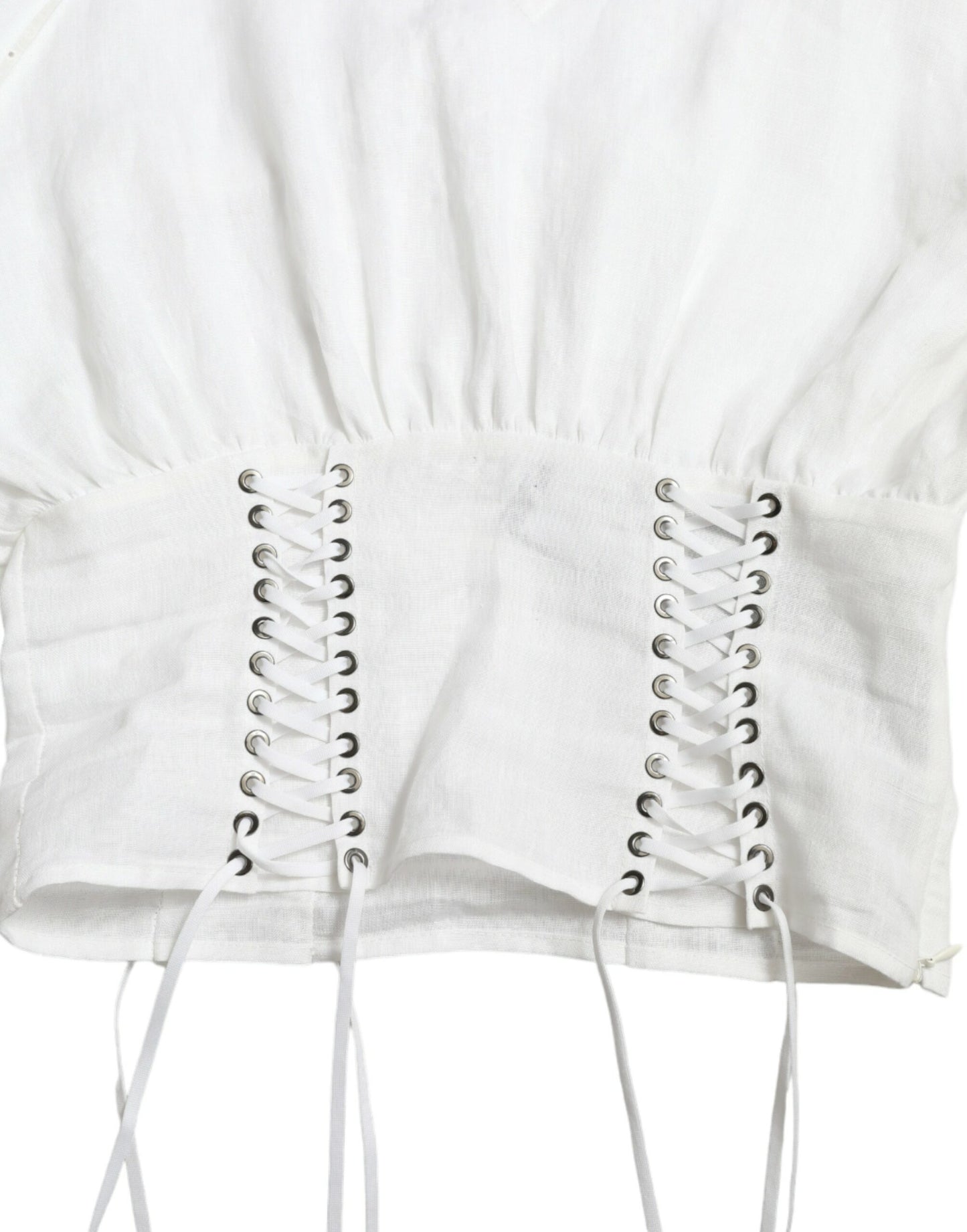 Dolce & Gabbana Elegant White Lace-Up Corset Cropped Top