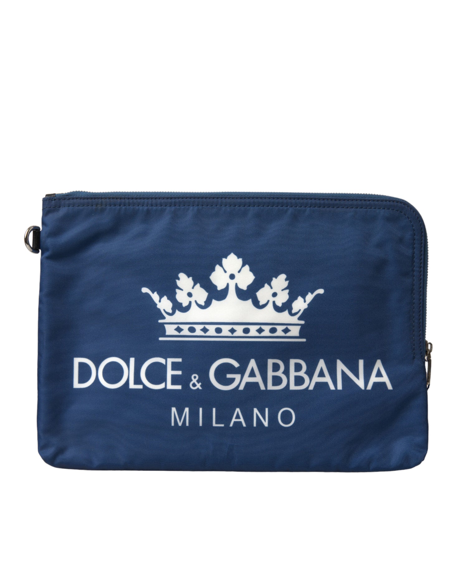 Dolce &amp; Gabbana Elegante blaue Nylon-Clutch mit Reißverschluss