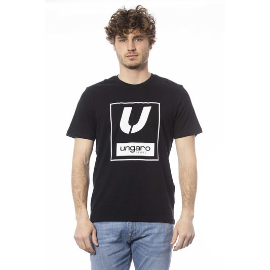 Ungaro Sport Sleek schwarzes Baumwoll-Rundhals-T-Shirt