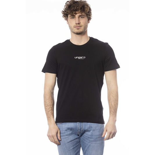 Ungaro Sport Sleek schwarzes Baumwoll-T-Shirt mit Rundhalsausschnitt