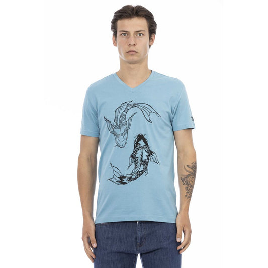 Trussardi Action T-Shirt aus Baumwollmischung mit V-Ausschnitt und stilvollem Aufdruck