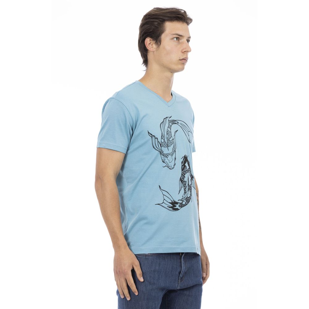 Trussardi Action T-Shirt aus Baumwollmischung mit V-Ausschnitt und stilvollem Aufdruck