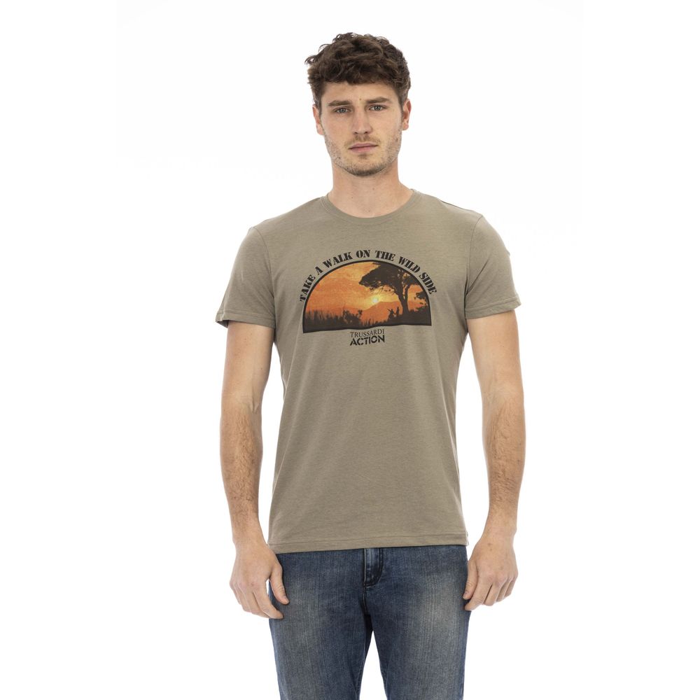 Trussardi Action Sleek Green Kurzarm-T-Shirt mit schickem Frontprint