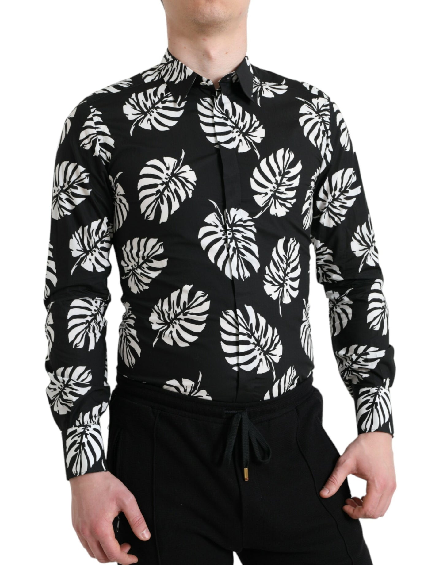 Dolce &amp; Gabbana – Elegantes Slim-Fit-Hemd mit Blattmuster