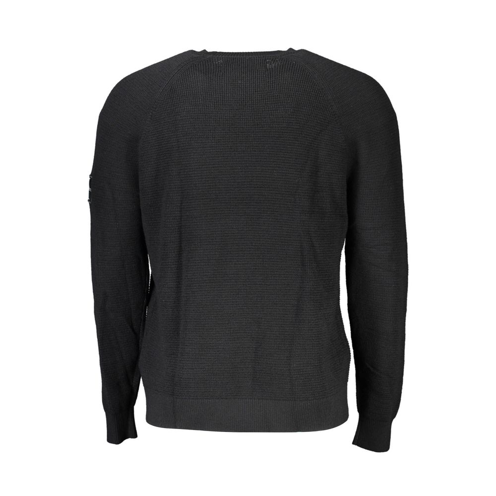 Calvin Klein Elegant Black Wool Sweater - Long Sleeved Crew Neck