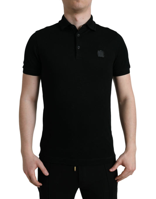 Dolce &amp; Gabbana Elegantes schwarzes Baumwoll-Poloshirt