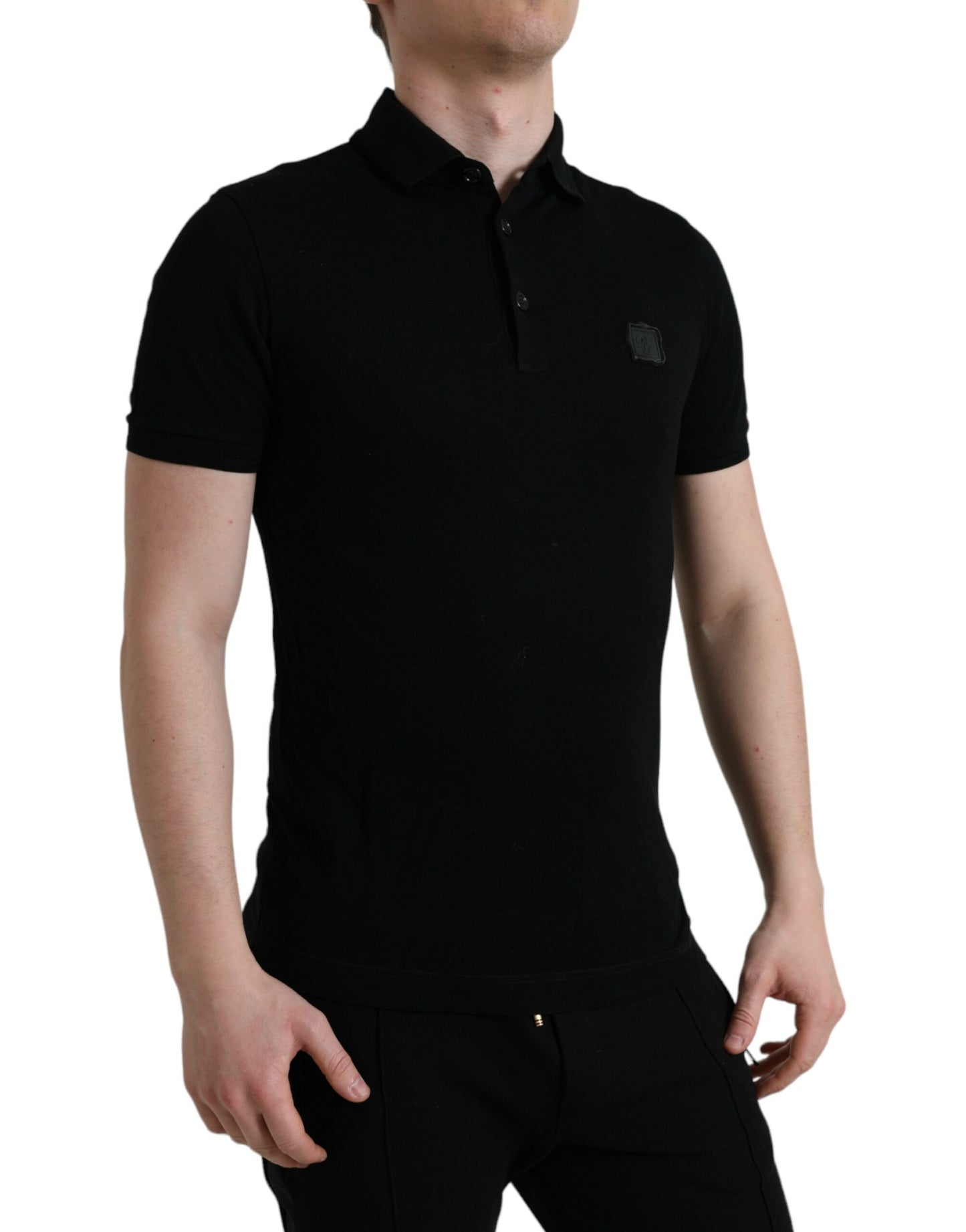 Dolce &amp; Gabbana Elegantes schwarzes Baumwoll-Poloshirt