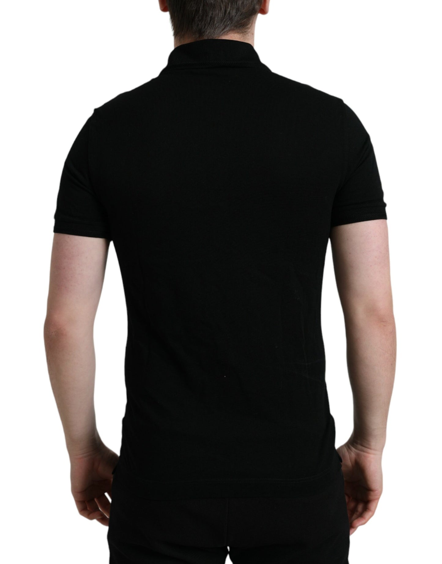 Dolce &amp; Gabbana Elegantes schwarzes Baumwoll-Poloshirt