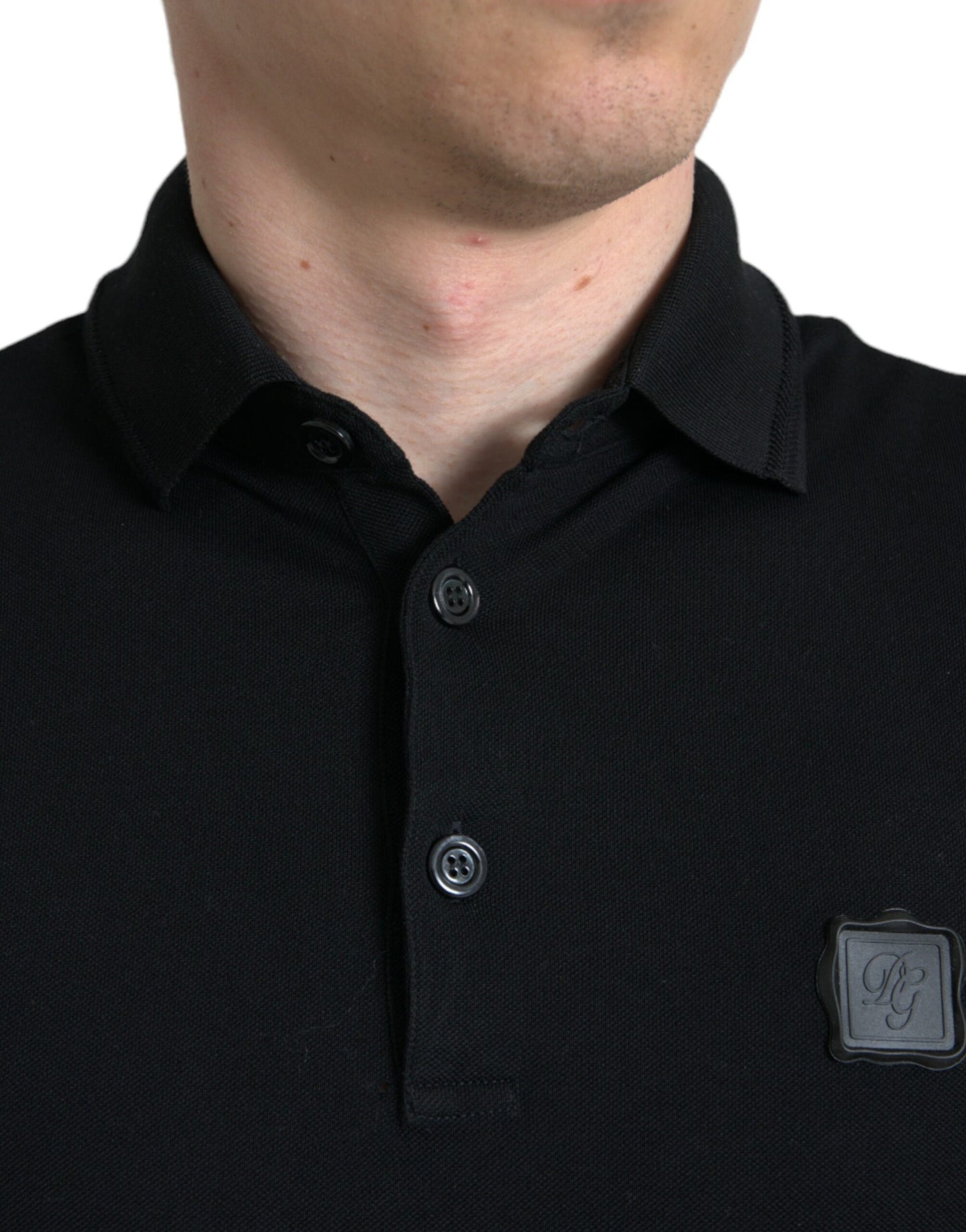 Dolce &amp; Gabbana Elegantes schwarzes Baumwoll-Poloshirt