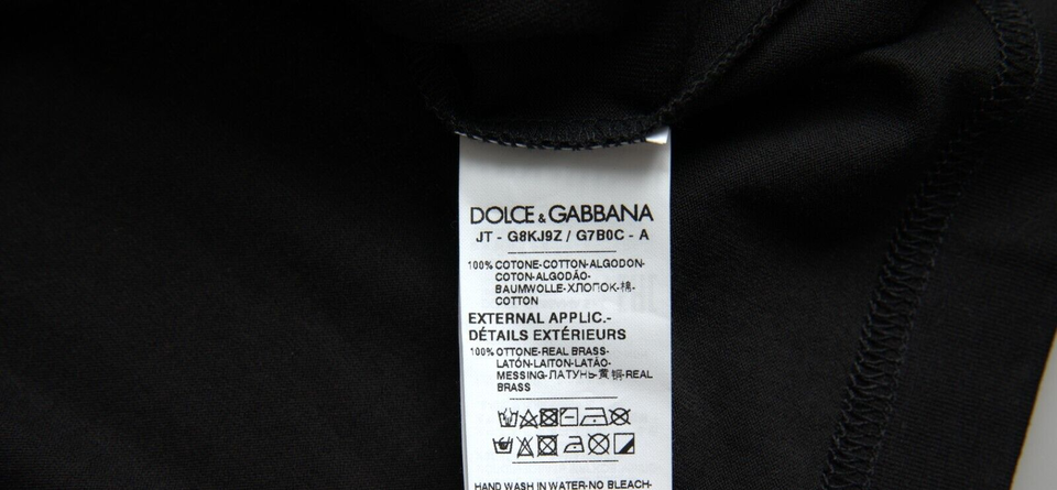 Dolce &amp; Gabbana – Elegantes T-Shirt aus schwarzer Baumwolle mit Rundhalsausschnitt und Erkennungsmarke