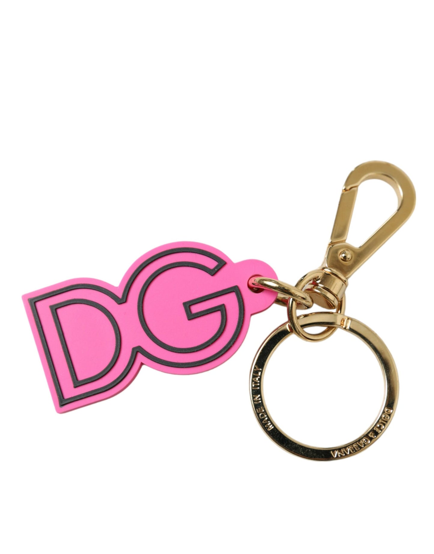 Dolce &amp; Gabbana Chic Gold- und Pink-Logo-Schlüsselanhänger