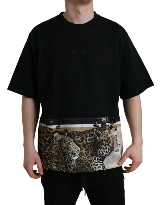 Dolce &amp; Gabbana Elegantes T-Shirt mit Rundhalsausschnitt und Leopardenmuster