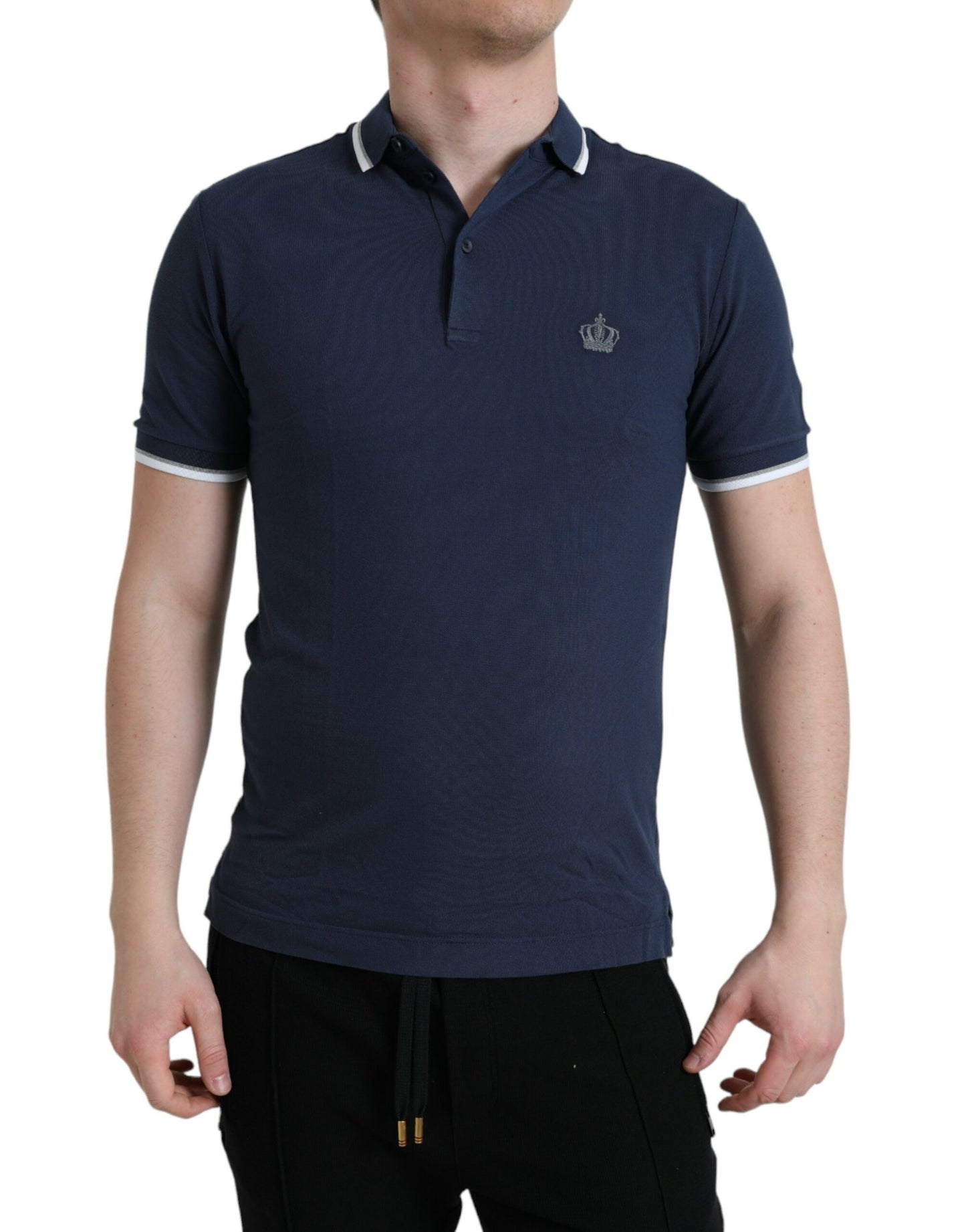 Dolce &amp; Gabbana – Elegantes Polo-T-Shirt mit Kronen-Stickerei