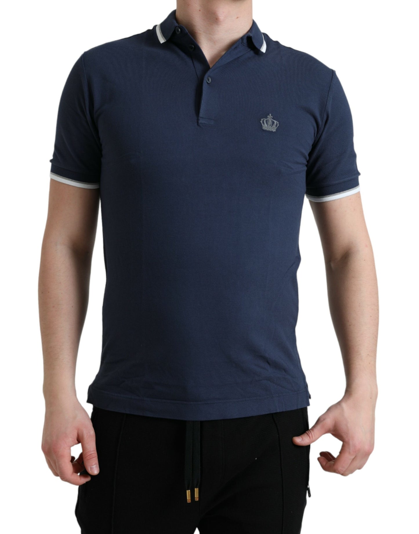 Dolce &amp; Gabbana – Elegantes Polo-T-Shirt mit Kronen-Stickerei